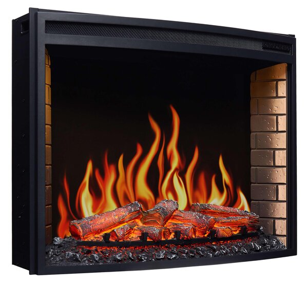 Elektrický krb ArtiFlame AF33, vestavný elektrický krb s topným výkonem 1800 W, realistický efekt plamenů, LED osvětlení, dálkové ovládání, časovač, černý