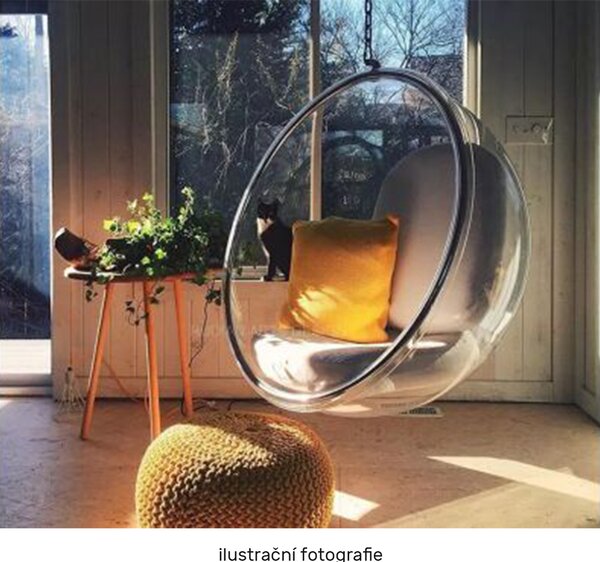 KONDELA Závěsné křeslo, transparentní/zlatá/bílá, BUBBLE NEW TYP 1