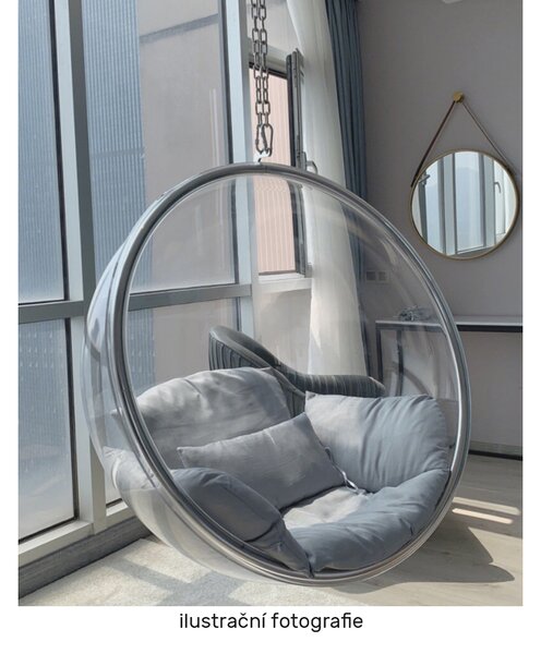 KONDELA Závěsné křeslo, transparentní/zlatá/bílá, BUBBLE NEW TYP 1