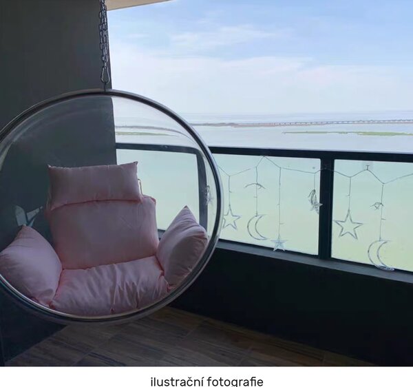 KONDELA Závěsné křeslo, transparentní/zlatá/bílá, BUBBLE NEW TYP 1