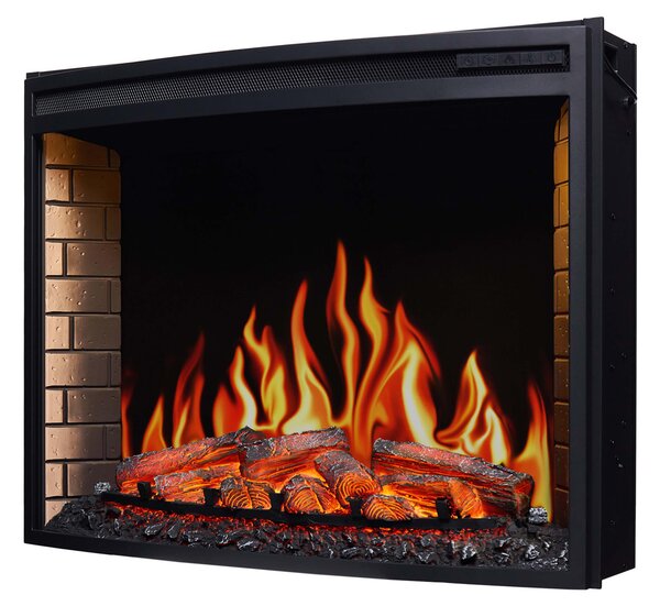 Elektrický krb ArtiFlame AF33, vestavný elektrický krb s topným výkonem 1800 W, realistický efekt plamenů, LED osvětlení, dálkové ovládání, časovač, černý