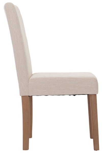 Sada 2 jídelních židlí Littau, kuchyňská židle s vysokým opěradlem, látka/textil šenil krémová, nohy v přírodní barvě