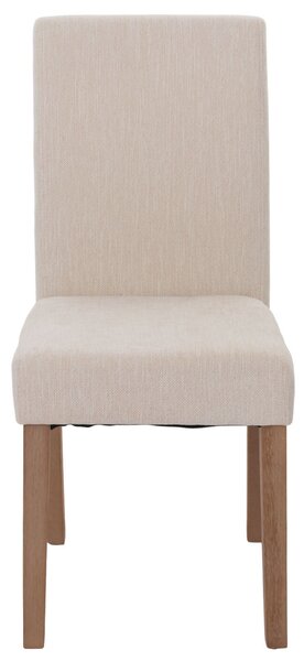 Sada 2 jídelních židlí Littau, kuchyňská židle s vysokým opěradlem, látka/textil šenil krémová, nohy v přírodní barvě