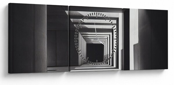 Obraz - Čtvercový tunel (s hodinami) (90x30 cm)