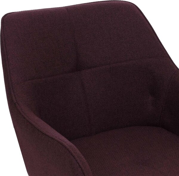 Sada 2 jídelních židlí HWC-O47, područky pro kuchyňské židle, otočné s automatickým vrácením, látka/textil (270g/m²) bordeaux