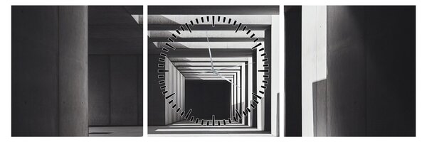 Obraz - Čtvercový tunel (s hodinami) (90x30 cm)
