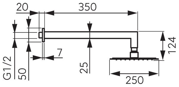 Ferro Slim hlavová sprchá s ramenem 25x25 cm čtvercový chrom NPT14