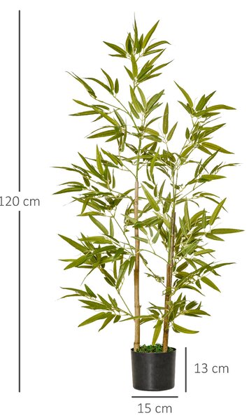 Umělá rostlina HOMCOM 120 cm v květináči se 336 listy, realistický falešný bambus pro interiér a exteriér | Aosom
