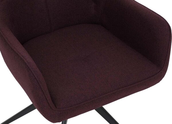 Sada 2 jídelních židlí HWC-O47, područky pro kuchyňské židle, otočné s automatickým vrácením, látka/textil (270g/m²) bordeaux