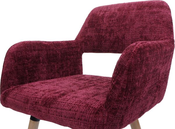 Jídelní židle HWC-A50 II, židle kuchyňská židle čalouněná židle, dřevo látka/textil šenil (465g/m²) bordeaux