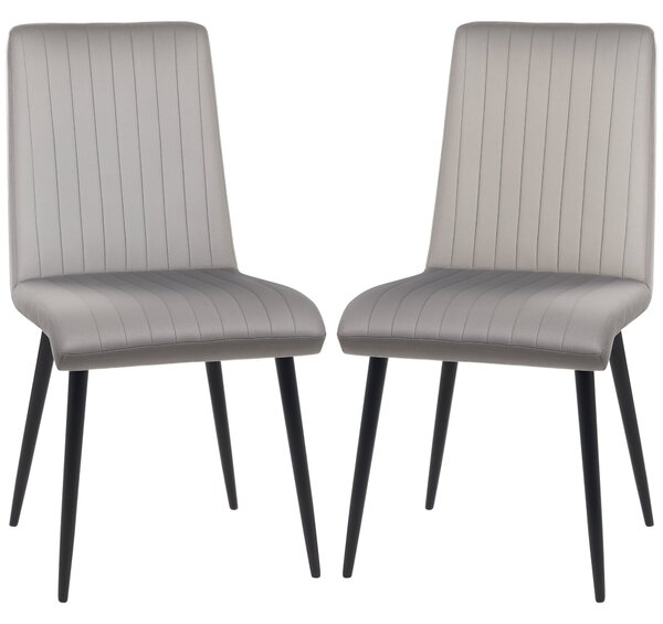 HOMCOM 2 ks Čalouněné jídelní židle s velurovým efektem, kuchyňské židle se ocelovými nohami a úsporným designem, 43x58x90 cm, šedé a černé | Aosom