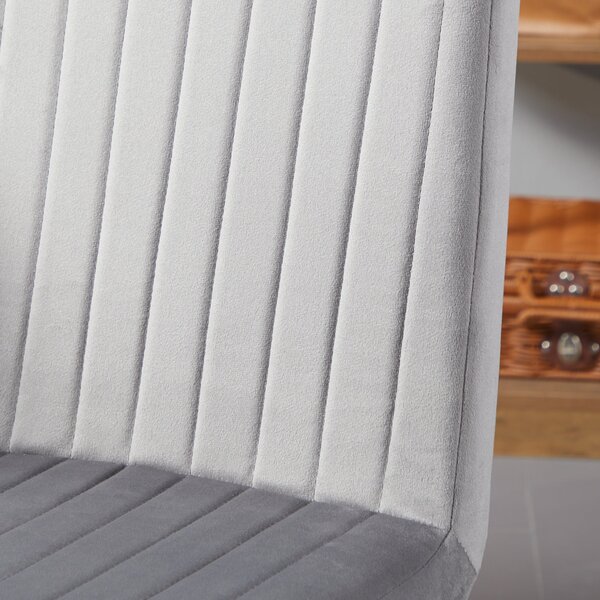 HOMCOM 2 ks Čalouněné jídelní židle s velurovým efektem, kuchyňské židle se ocelovými nohami a úsporným designem, 43x58x90 cm, šedé a černé | Aosom