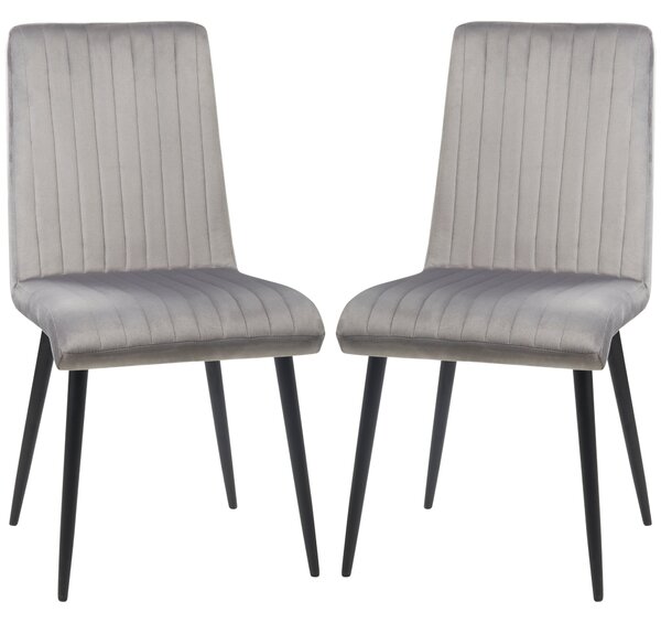 HOMCOM 2 ks Čalouněné jídelní židle s velurovým efektem, kuchyňské židle se ocelovými nohami a úsporným designem, 43x58x90 cm, šedé a černé | Aosom