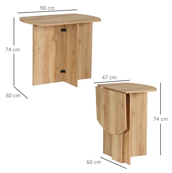 HOMCOM Jídelní stůl, skládací stůl šetřící prostor do kuchyně a obývacího pokoje 90x60x74cm, Ořech | Aosom