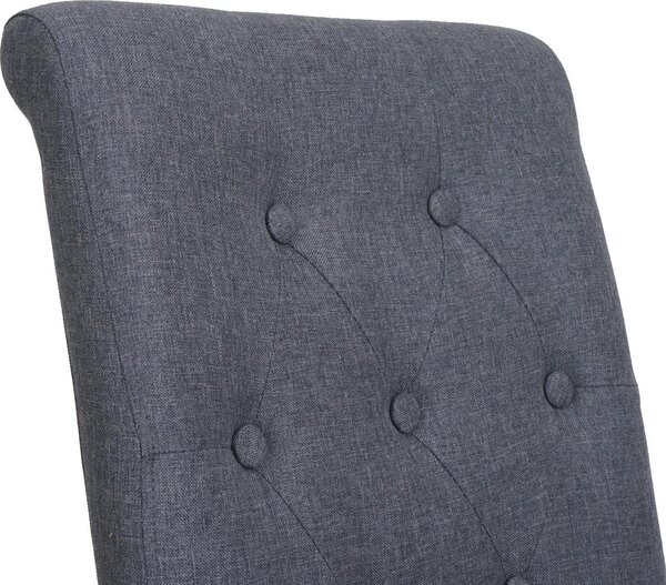 Sada 2 jídelních židlí HWC-O65e, kuchyňská židle Čalouněná židle, Chesterfield látka/textil (280 g/m²), tmavě šedá