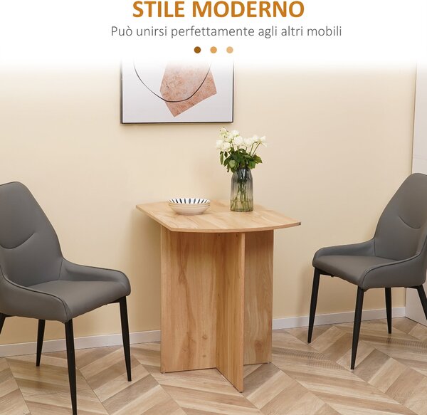 HOMCOM Jídelní stůl, skládací stůl šetřící prostor do kuchyně a obývacího pokoje 90x60x74cm, Ořech | Aosom