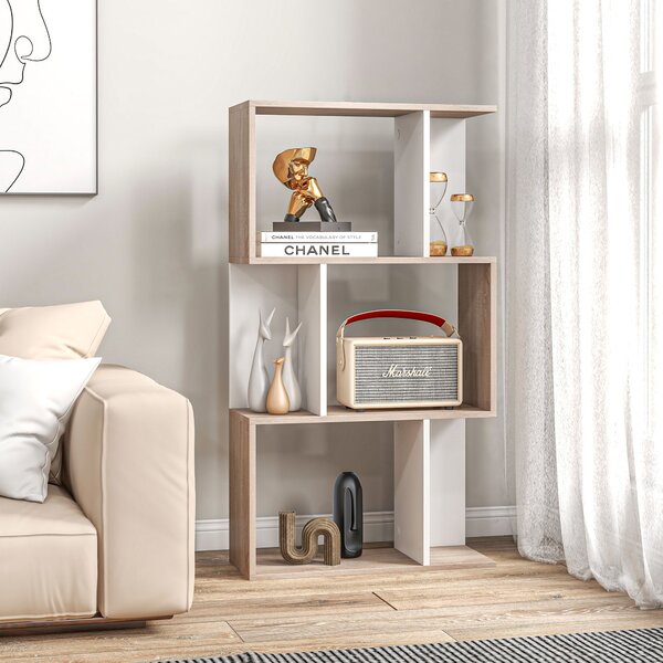 HOMCOM Moderní design kancelářské knihovny, dřevěná, 3 police 60 × 24 × 111,4 cm | Aosom