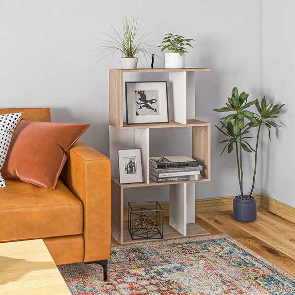 HOMCOM Moderní design kancelářské knihovny, dřevěná, 3 police 60 × 24 × 111,4 cm | Aosom
