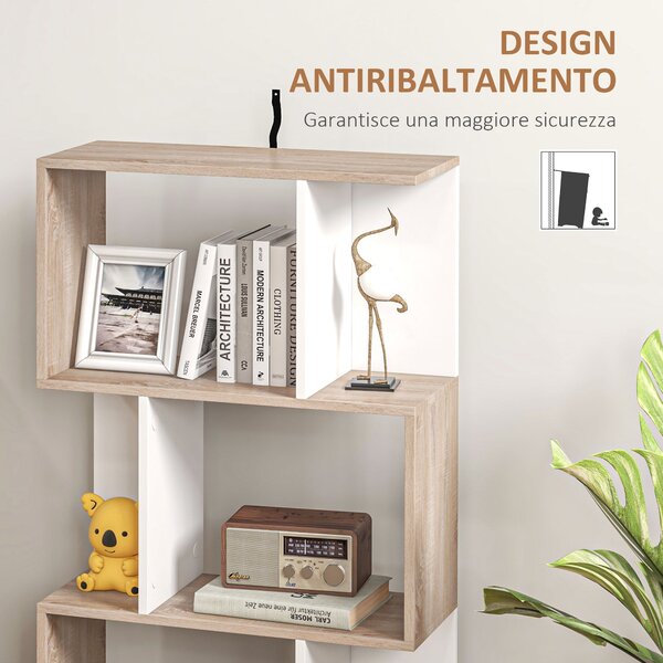HOMCOM Moderní design kancelářské knihovny, dřevěná, 3 police 60 × 24 × 111,4 cm | Aosom