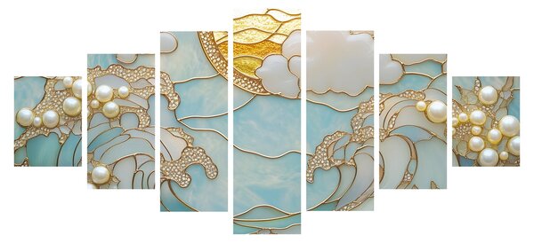 Obraz - 3D perly v oceánu (210x100 cm)