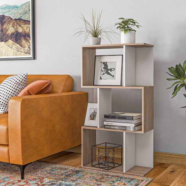 HOMCOM Moderní design kancelářské knihovny, dřevěná, 3 police 60 × 24 × 111,4 cm | Aosom