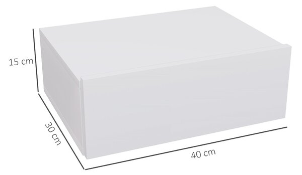 HOMCOM Závěsný noční stolek se šuplíkem, noční stolek do ložnice z dřevotřísky, moderní styl, 40x30x15 cm, bílý | Aosom