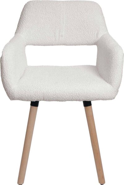 Sada 6 jídelních židlí HWC-A50 II, židle kuchyňská židle čalouněná židle, dřevo látka/textil bouclé (450g/m²) krémová