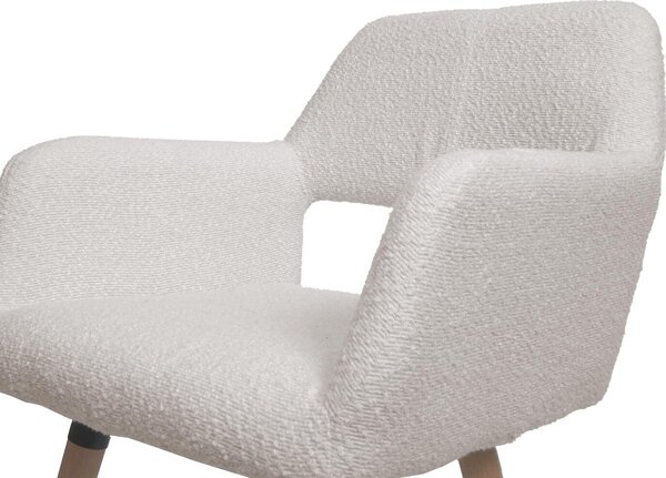 Sada 6 jídelních židlí HWC-A50 II, židle kuchyňská židle čalouněná židle, dřevo látka/textil bouclé (450g/m²) krémová