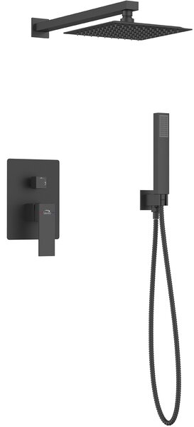 Laveo Sprchový komplet Kvadrato + BOX s podomítkovou baterií - BLQ_702P, černá mat