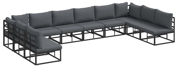 Sada zahradních pohovek 10 ks Černá Hliník 3378902