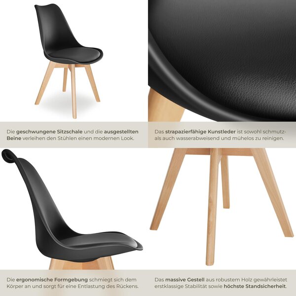 Tectake® Set jídelní židle Frederikke Scandi-Design 49 x 53 x 82 cm