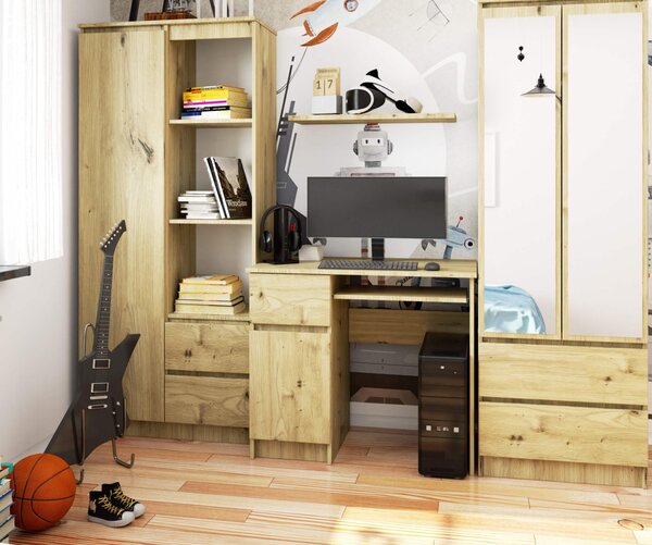 Ak furniture Psací stůl PIKSEL 90 cm dub artisan levý