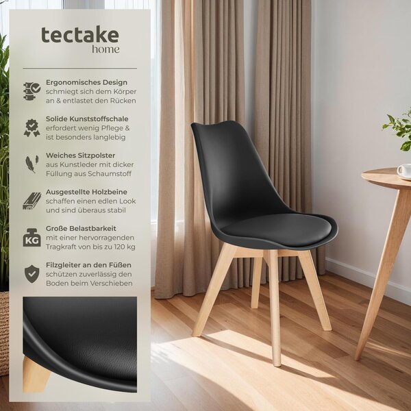 Tectake® Set jídelní židle Frederikke Scandi-Design 49 x 53 x 82 cm