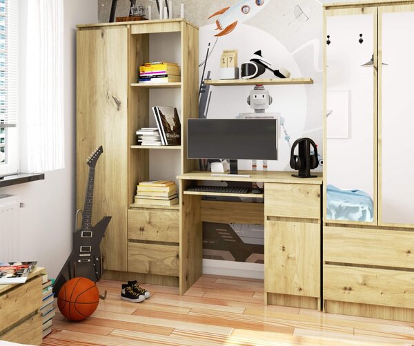 Ak furniture Psací stůl PIKSEL 90 cm dub artisan pravý
