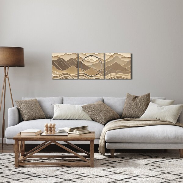 Obraz - 3D linie hor (s hodinami) (90x30 cm)