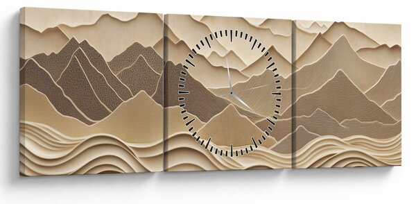 Obraz - 3D linie hor (s hodinami) (90x30 cm)