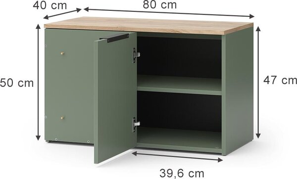 Kredenc Vicco Wido Zelená 80 x 50 cm s dveřmi, Model 56606