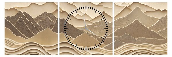 Obraz - 3D linie hor (s hodinami) (90x30 cm)