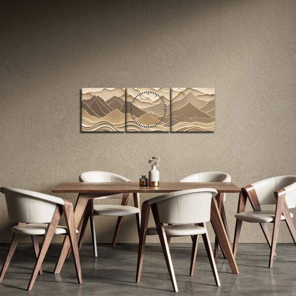 Obraz - 3D linie hor (s hodinami) (90x30 cm)