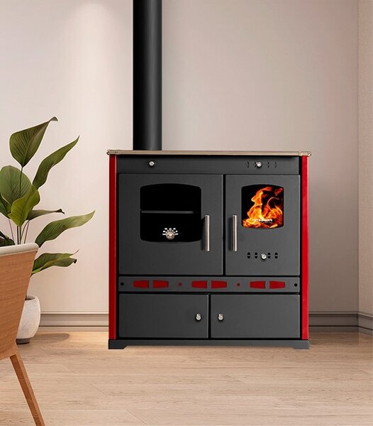 P. Eco LUX Bordo - litinová kamna na dřevo s výkonem 7,38 kW LEVÁ