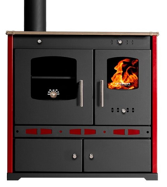 P. Eco LUX Bordo - litinová kamna na dřevo s výkonem 7,38 kW LEVÁ