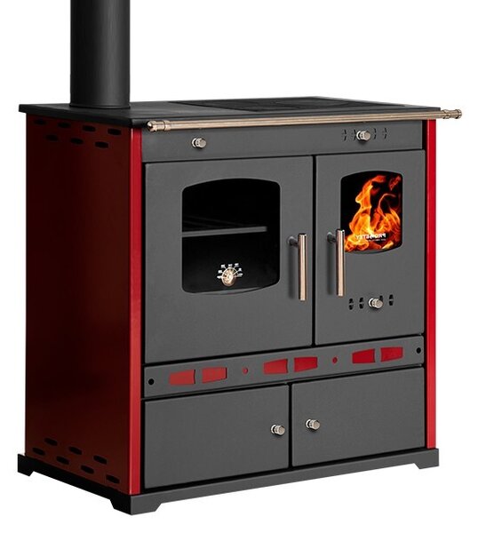 P. Eco LUX Bordo - litinová kamna na dřevo s výkonem 7,38 kW LEVÁ