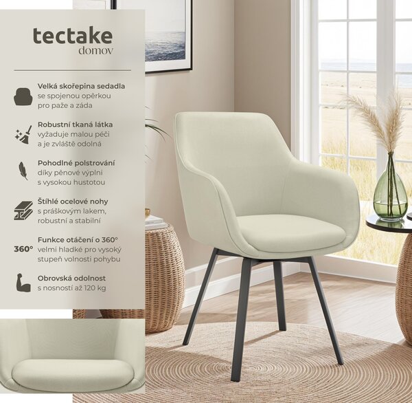 Tectake® Otočné křeslo Alicon čalouněné 57 x 59 x 88 cm