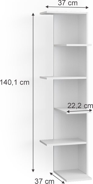 Rohová police Vicco Tera Bílá 37 x 140.1 cm, Model 35079