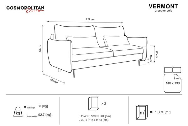 Petrolově zelená rozkládací pohovka s úložným prostorem Cosmopolitan Design Vermont