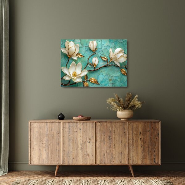 Skleněný obraz - 3D magnólie (70x50 cm)