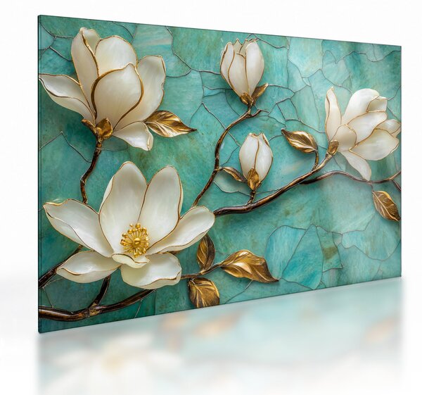 Skleněný obraz - 3D magnólie (70x50 cm)