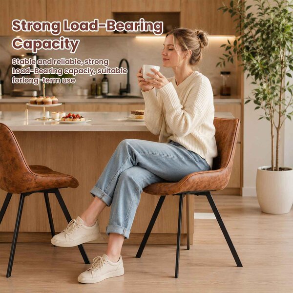 Jídelní židle AIORBER s područkami, čalouněná židle s kovovými nohami, ergonomická kuchyňská židle, potah z manšestru, 85 cm, hnědá