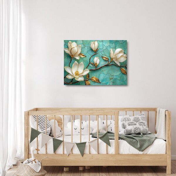 Skleněný obraz - 3D magnólie (70x50 cm)