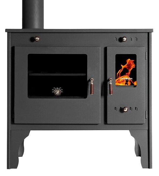 Krbová kamna PROMETEY Retro Eco 7 kW Litinová plotýnka Vařič Krbová kamna LEVÁ